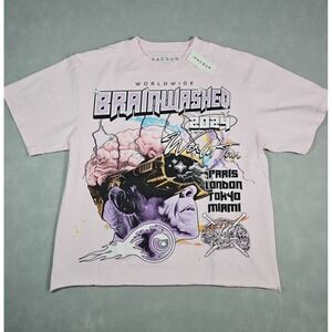 PacSun Womens Pink Brainwashed 2024 World Tour Graphic Tee‎ Size Medium NWT